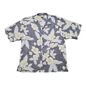 Tommy Bahama Hawaiian Shirt‎ Black Yellow Floral Short Sleeve Mens XL 100% Silk